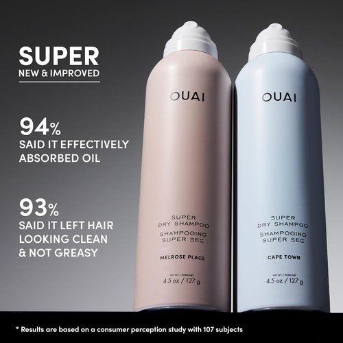 OUAI Super Travel Size Dry Shampoo - Volumizing Formula Absorbs Oil & Dirt - Zero Residue, Long-Lasting Scent - Melrose Place (2 oz)