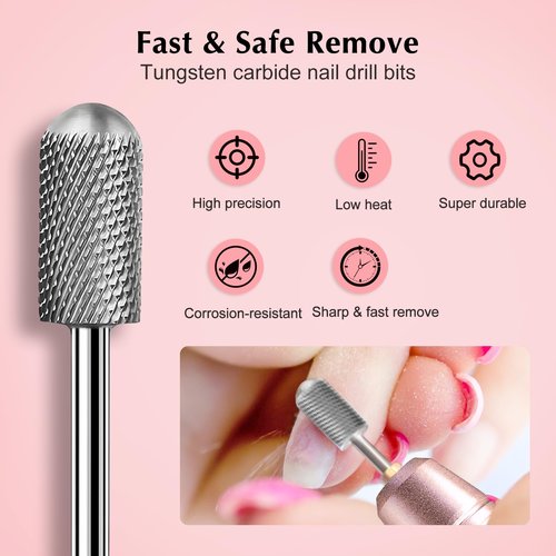 COSLUS Electric Nail Drill File Professional: for Acrylic Gel Dip Powder Nails Portable Nail Drill Machine Kit and ail Drill Bits Set 7pcs: 3/32 Inch Shank Electric Nail File Machine Bits