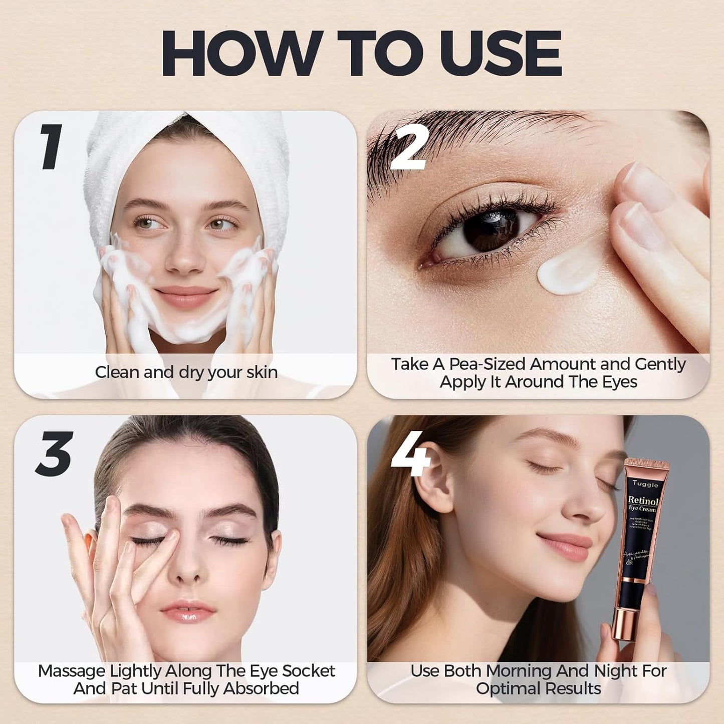 Skiennix Retinol Under Eye Cream - Anti-Aging Formula with Caffeine & Peptides for Dark Circles & Puffiness | 0.7 Fl. Oz