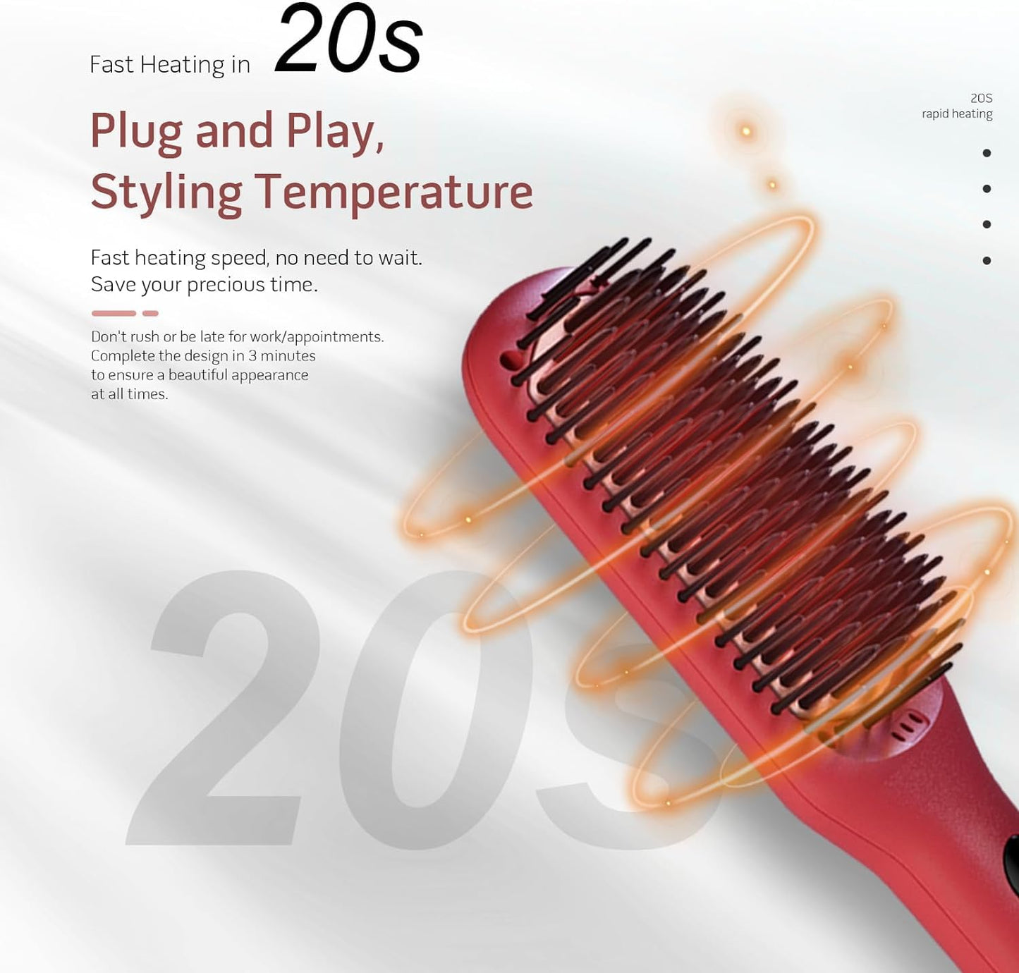 Hair Straightener Brush(Tomato Red)