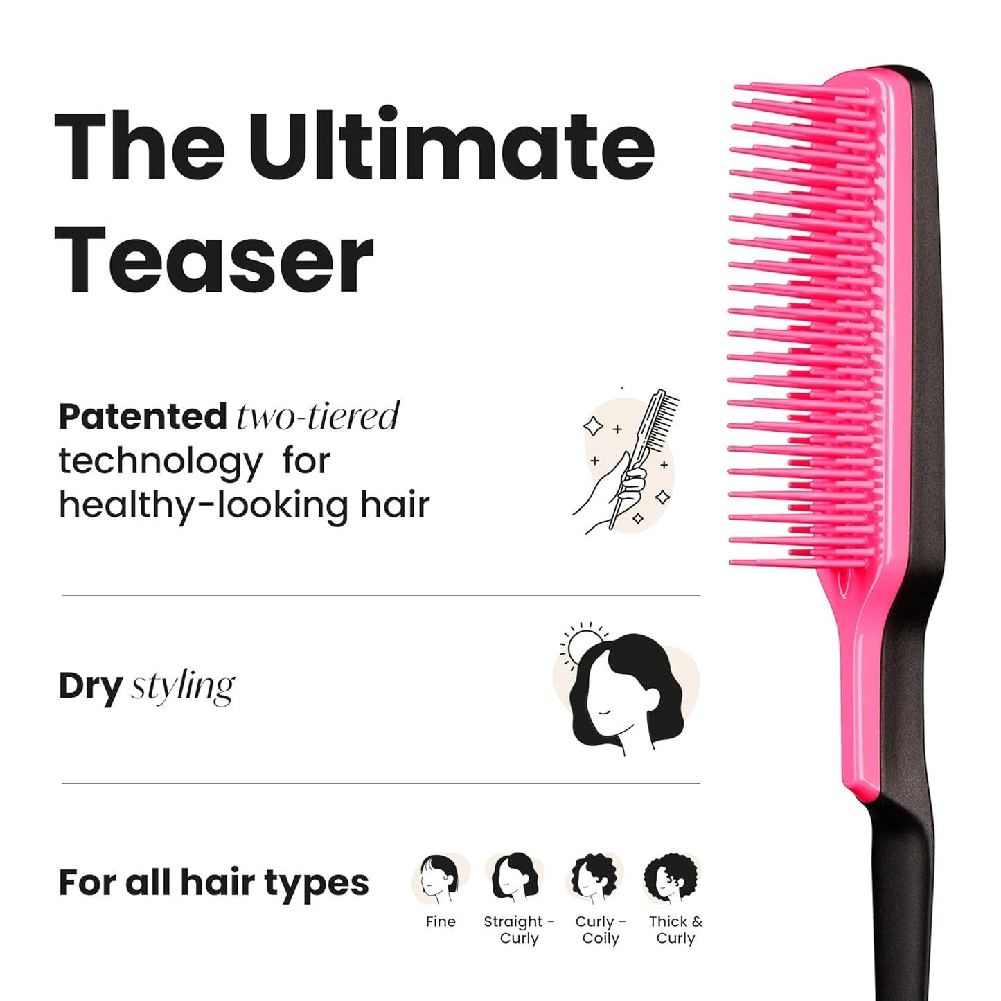Tangle Teezer Ultimate Volumizer Brush - Adds Texture & Volume for All Hair Types | Pink Embrace