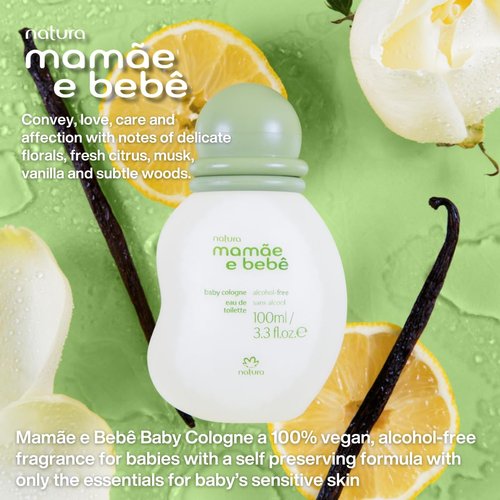 Natura Mom & Baby Cologne - Gentle Alcohol-Free Fresh Scent for Babies | Hypoallergenic & Vegan – 3.4 fl oz (100 ml)