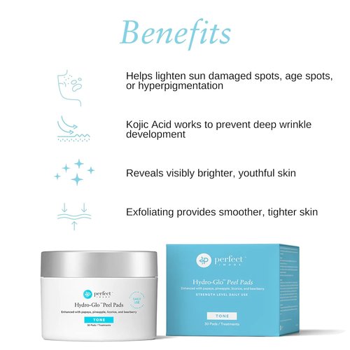 Hydro-Glo Peel Pads - 10% Strength Exfoliating Peel with Kojic, Mandelic & Glutathione Extracts