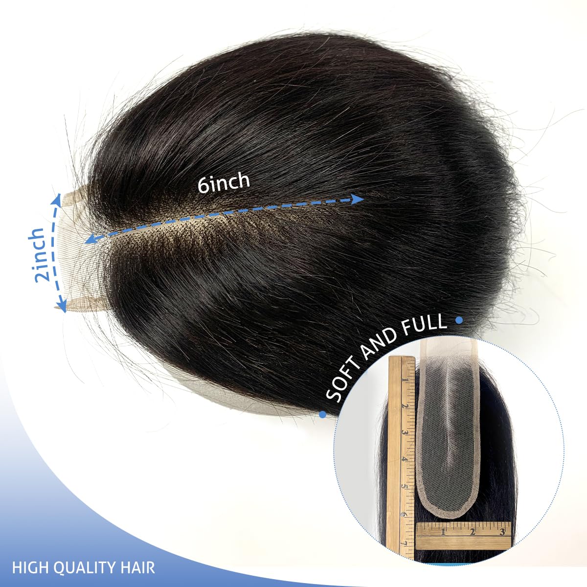 myshow 2x6 Lace Closure Straight Virgin Human Hair 100% Hand Tied HD Transparent Lace Closure Long Deep Parting Human Hair Closure Natural Black Color Kim K Middle Part Closure 16 Inch