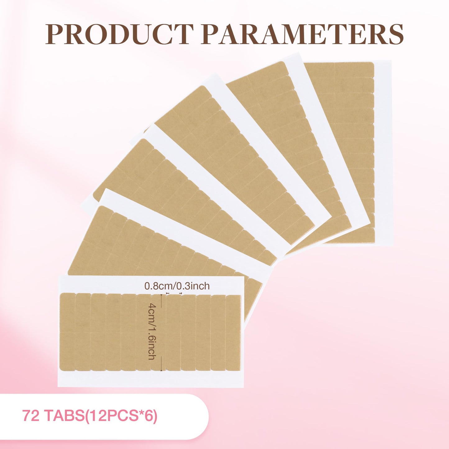 GOO GOO Hair Extension Tape Double Sided Adhesive Replacement Tape, Professional Strong Tapes for Tape in Hair Extensions 72pcs, 1.6 * 0.3inch per Piece