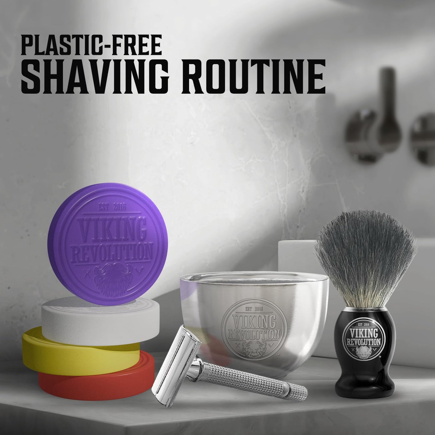 Viking Revolution Shaving Soap - Smooth Wet Shave Soap Puck | 4 Pack Variety, 2.5oz Each