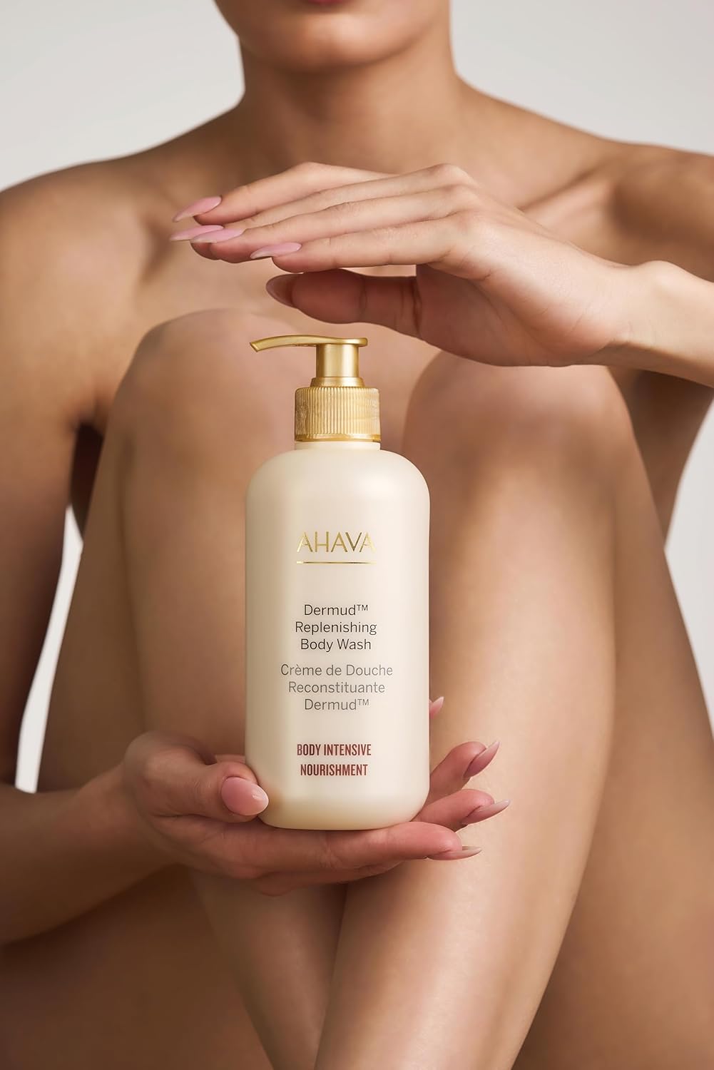 AHAVA Dermud Replenishing Body Wash - Nourishing Cleanser for Dry & Sensitive Skin, 13.5 Fl. Oz | With Dead Sea Osmoter & Aloe Vera