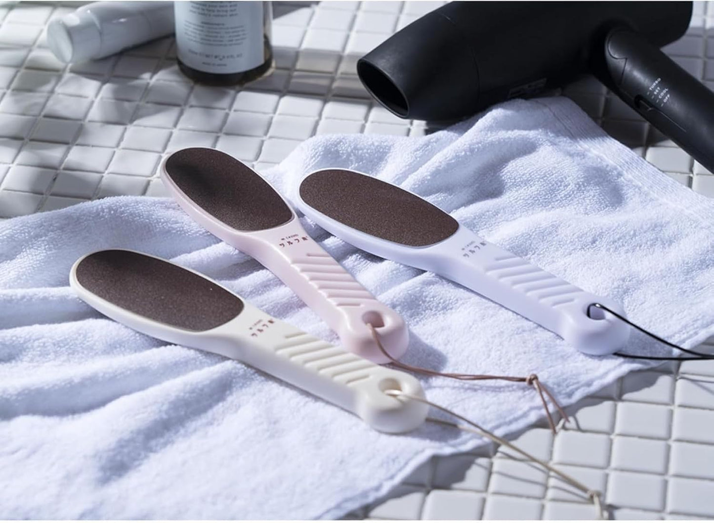 TSURULABO Foot File - Dual-Sided Coarse & Fine Design | Water-Resistant Pink Callus Remover