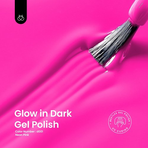 Beetles Hot Pink Gel Nail Polish - Luminous Pink Gel Polish 15ml Glow in the Dark Pink Easter Soak Off Uv LED Nail Lamp Nail Art Manicure Salon DIY Home Gift for Women Girls