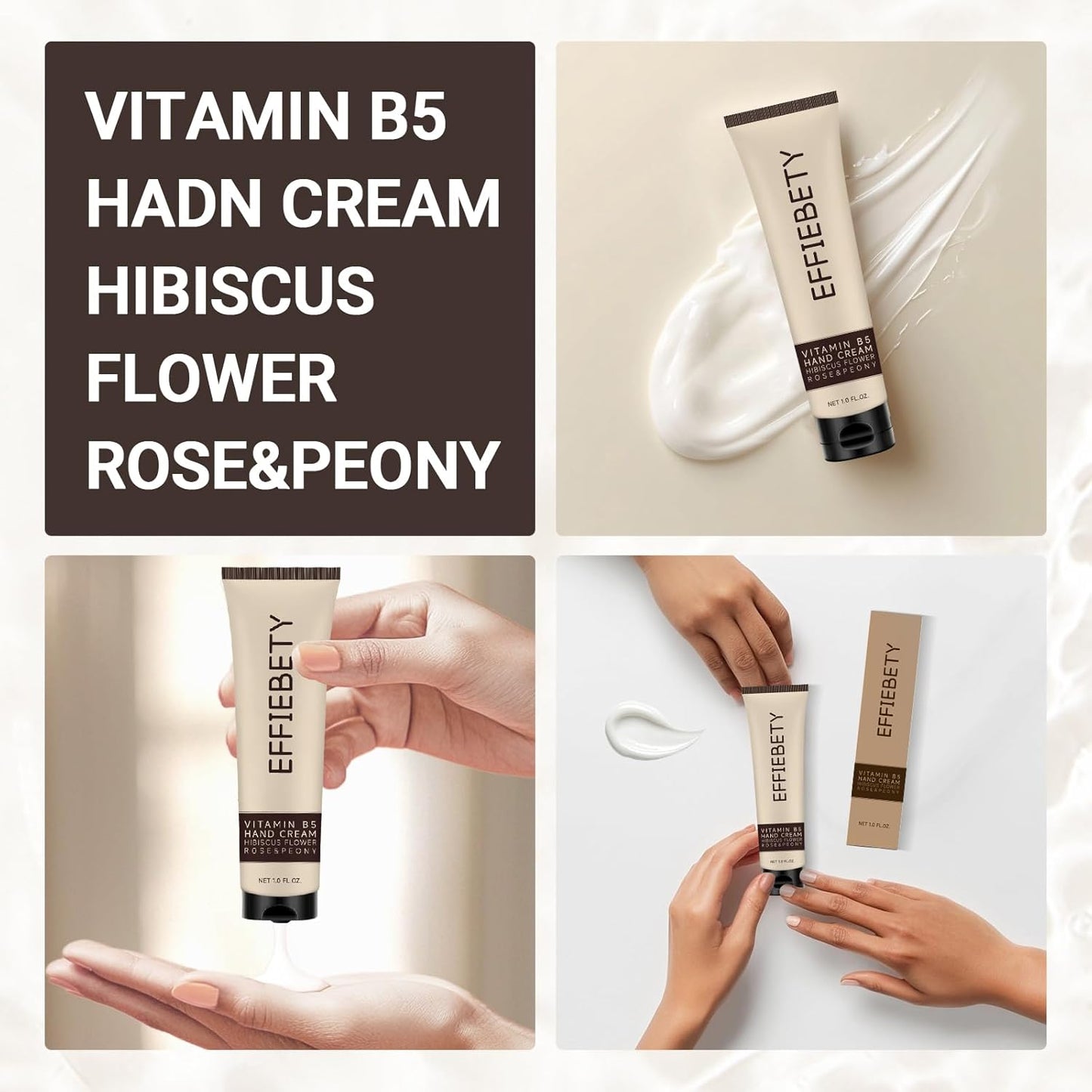 Vitamin B5 Hand Cream - Fast-Absorbing & Non-Greasy Formula for Deep Hydration | 6-Pack, Vegan & Cruelty-Free (1 fl oz)