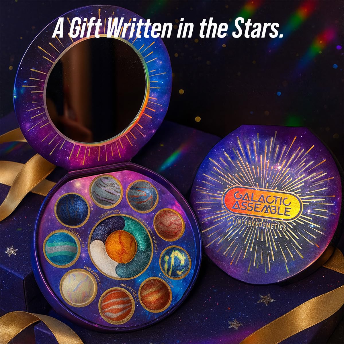 Galactic Assemble Eyeshadow Palette - 14 High-Pigment Shimmer & Metallic Shades | Solar System Design