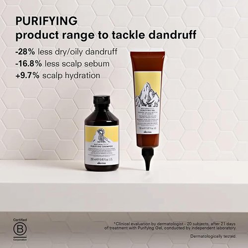 Davines Naturaltech Purifying Shampoo - Clarifying Anti-Dandruff Cleanser with Dandelion Phytoceuticals | 8.45 Fl Oz