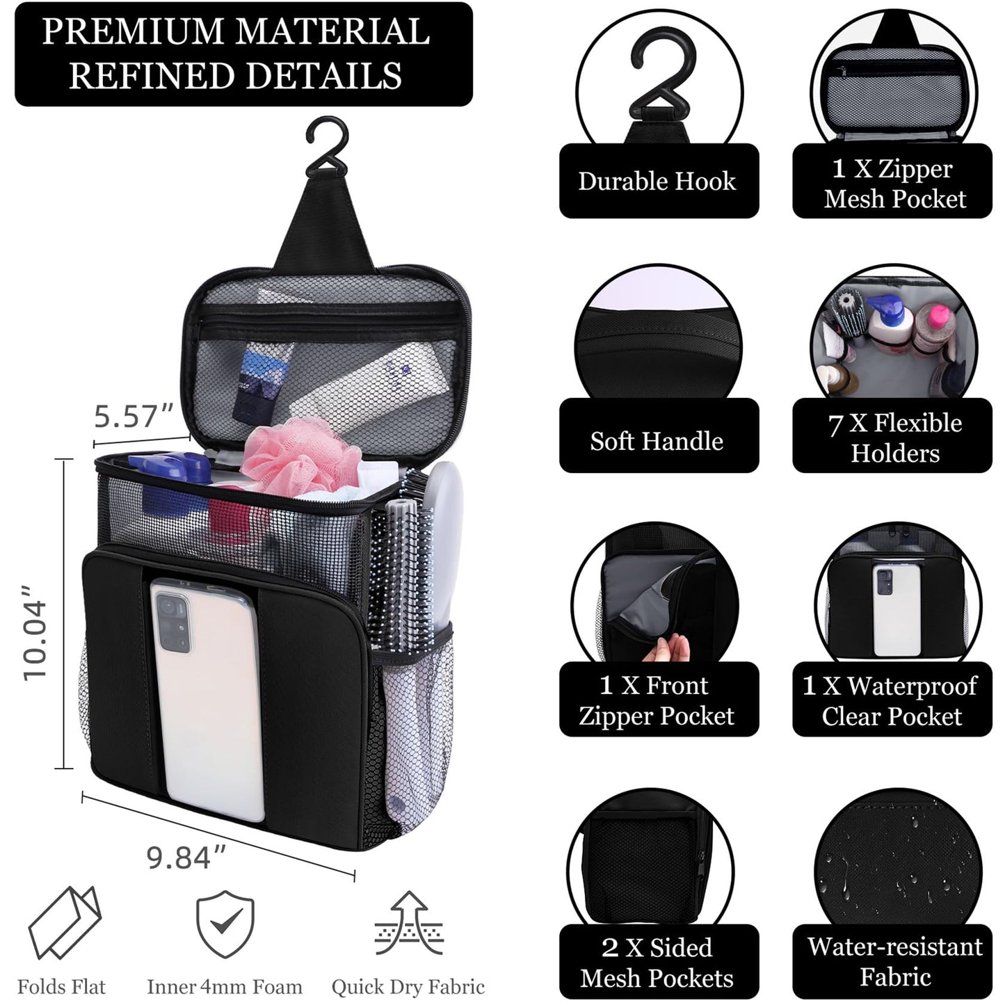 Dorm Room Essentials for College Students Girls Boys Guys,Shower Caddy,Travel Essentials Hanging Toiletry Bags for Traveling Women Men,Mesh Shower Caddies Portable for Camping,Gifts for Christmas