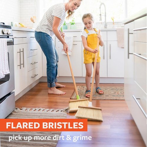 Full Circle Clean Sweep Bamboo Broom - Precision Angled Design for Indoor & Outdoor Use - Ideal for Pet Hair, White