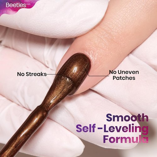 Beetles Pro Brown Gel Polish - Shady Intentions | 20ml Dark Brown Shimmer, Long-Lasting UV LED Formula for Professional Manicures