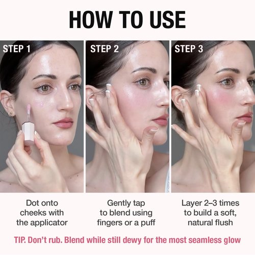Dear Dahlia Petal Drop Liquid Blush - Buildable Vegan Serum Blush for Natural Dewy Glow, Taffy, 0.14 oz