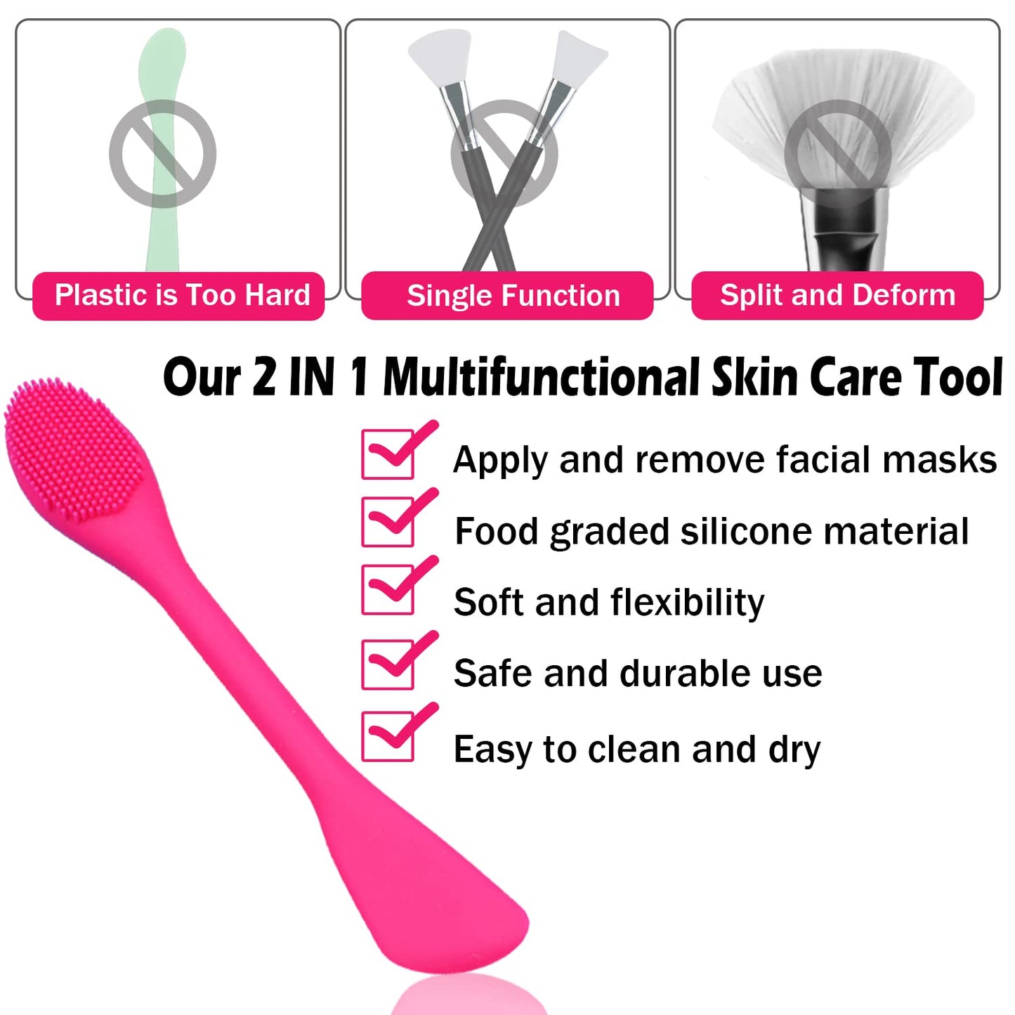 RamPula Silicone Facial Cleansing Brush Pores Cleaner,Remove Blackhead,Remove Acne,Face Massager,Applicator,Spatula,Mud Mask,DIY,Cream,Face Washing Clean,Body Lotion