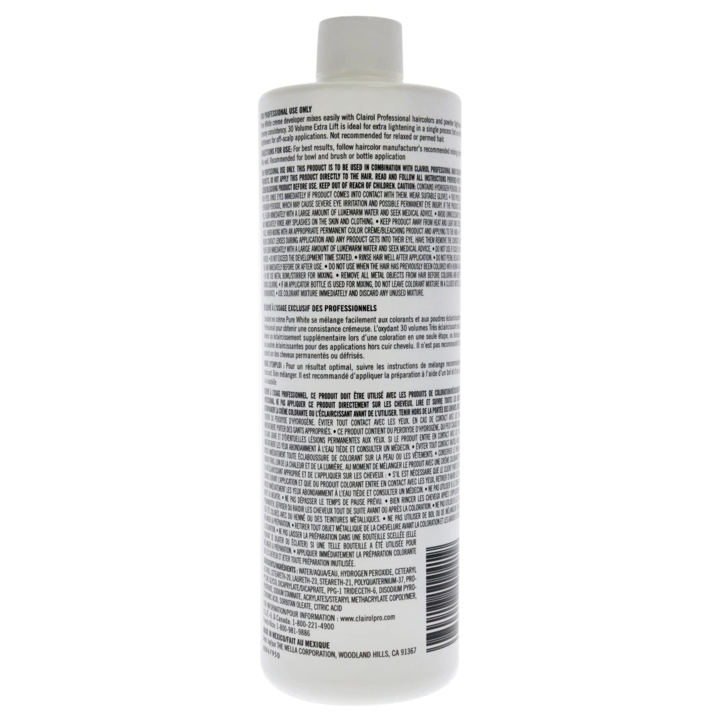 Clairol Professional Pure White 30 volume Crème Developer, 16 oz (Pack of 2)