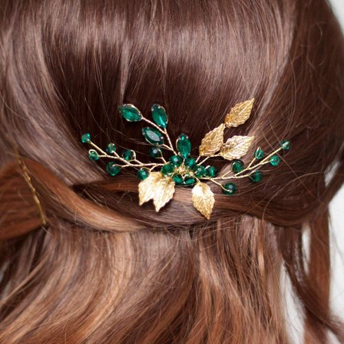 Aimimier Bridal Purple Crystal Hair Comb Amethyst Hair Piece Wedding Hair Accessories for Women and Girls (Green)