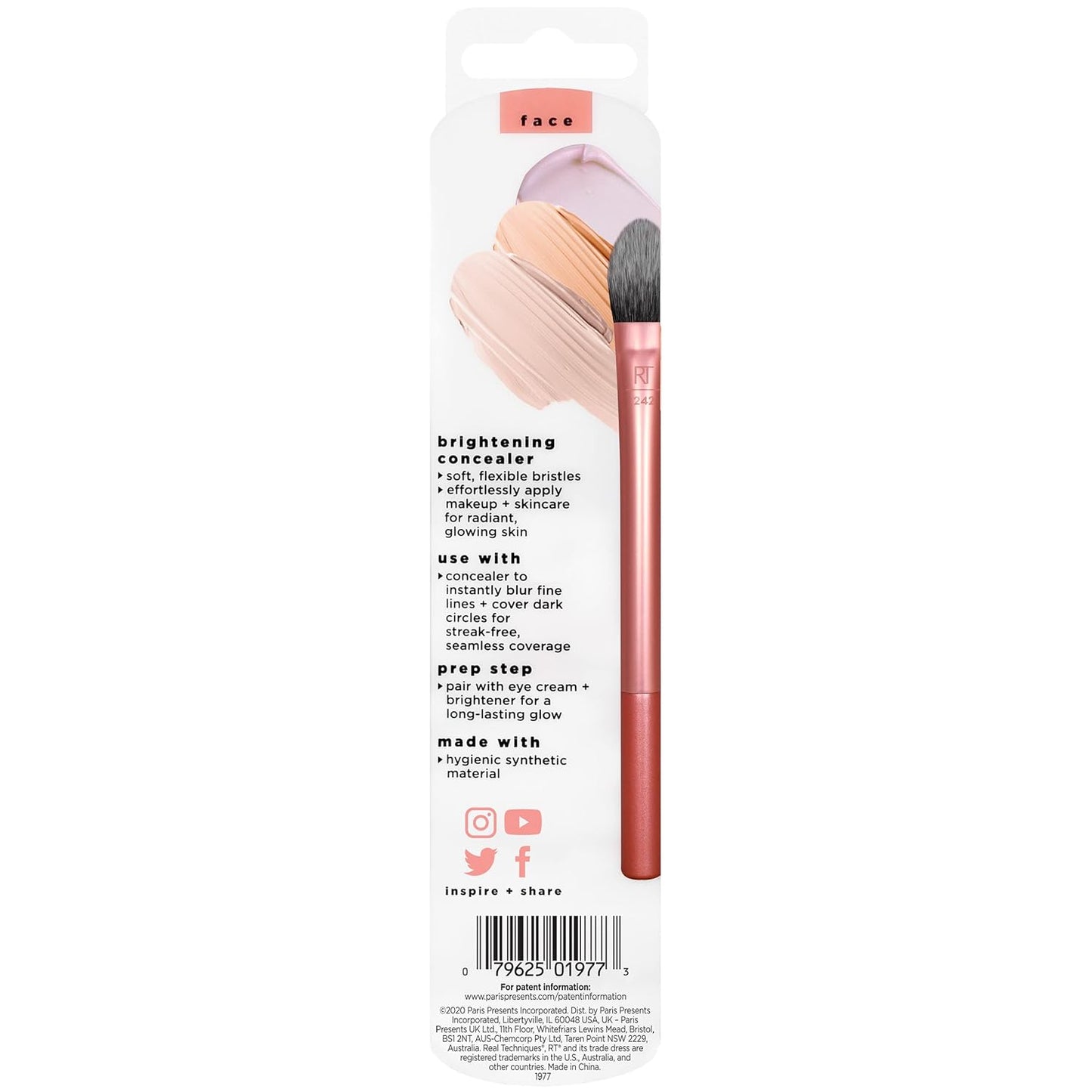 Real Techniques Expert Concealer Brush, Conceal Under Eyes & Cover Blemishes, Makeup Brush For Blending Liquid & Cream Concealer, Brighten Dark Circles, Cruelty-Free, Soft Bristles, 1 Count