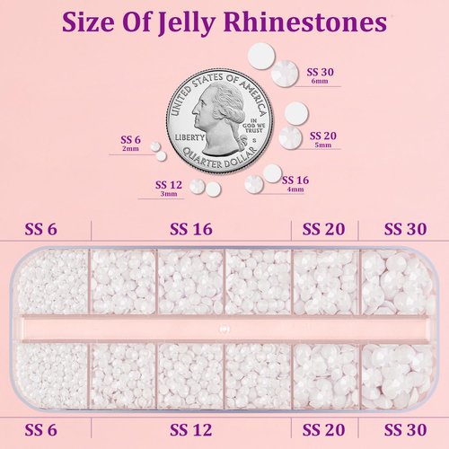 Resin Jelly Rhinestones for Crafting with B7000 Jewelry Glue, 1 Box White Flatback Crystal with 3Pcs 10ml Glue, Bedazzling Non Hotfix Gems for DIY Tumblers Clothing Shoes Manicure