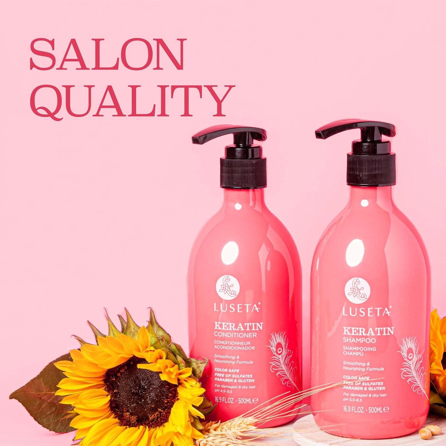 Luseta Hyaluronic Acid Moisturizing Shampoo & Conditioner Set for Dry and Damaged Hair, Sulfate Free Shampoo and Conditioner for Women Infused with Argan Oil and Shea Butter Paraben-Free2 x 16.9oz
