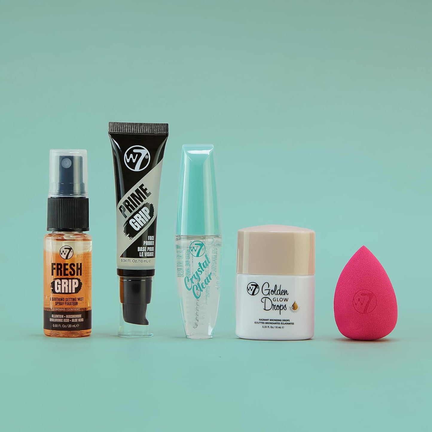 W7 On The Go Essentials Set - Mini Makeup Must-Haves with Primer, Setting Spray & Mascara | Travel Size