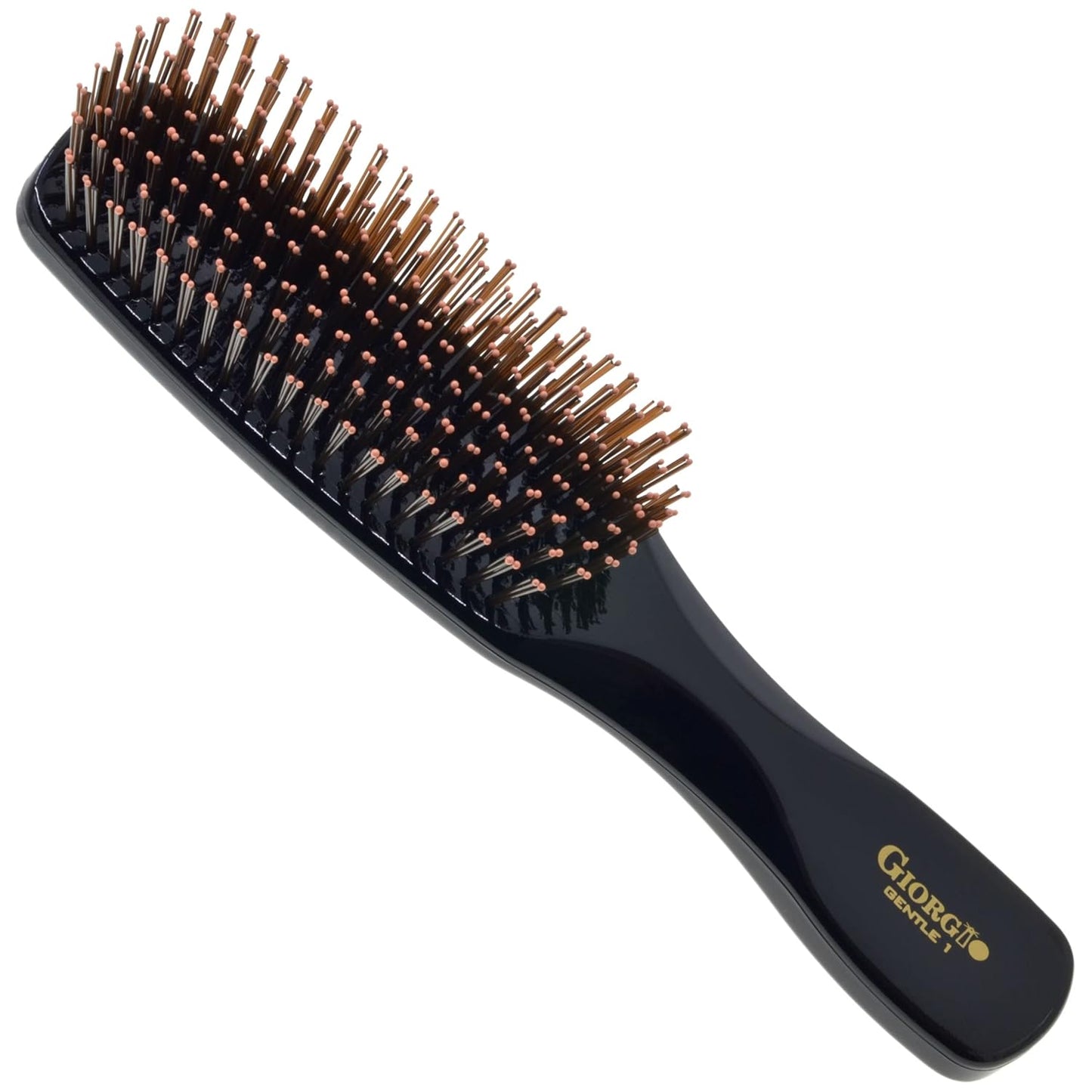 Giorgio Gentle Black Hair Brush - 7.75 Inch Detangler for Men, Women & Kids | Soft Bristles for Sensitive Scalp