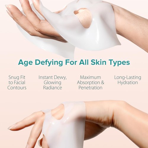 Ebanel Bio Collagen Face Mask - 4-Pack Hydrating Sheet Masks with 7 Peptides & Hyaluronic Acid for Glass Skin