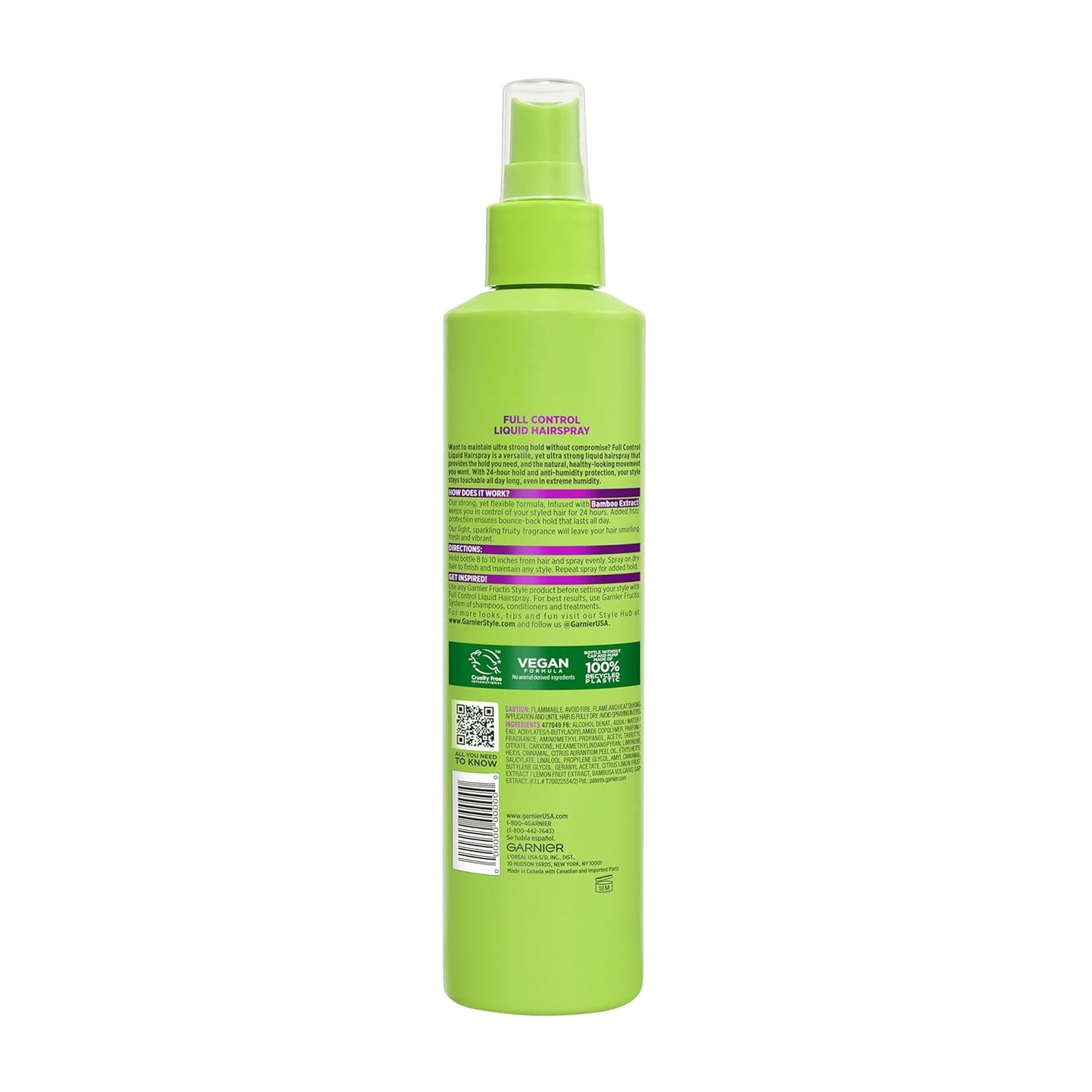 Garnier Fructis Style Full Control Hairspray - Non-Aerosol, 8.5 Fl Oz for Ultimate Anti-Humidity Hold