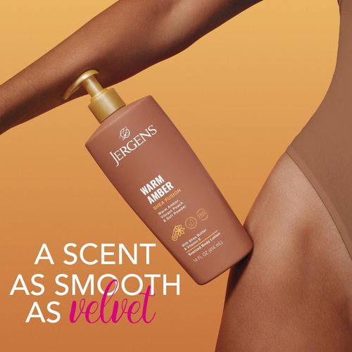 Jergens Shea Fusion Warm Amber Body Lotion, Moisturizer with Shea Butter & Vitamin E, 14 Fl Oz