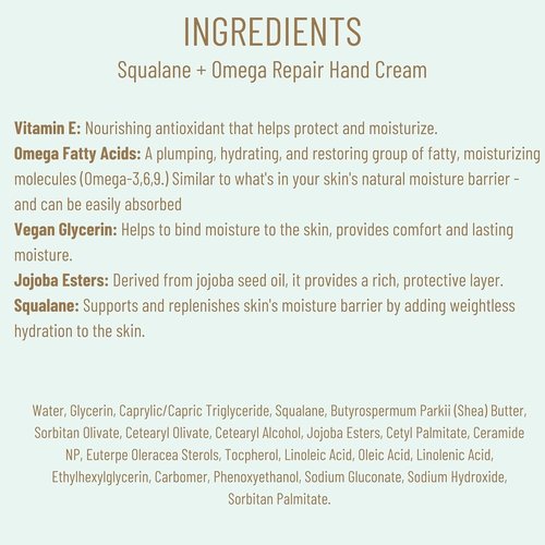 Biossance Squalane + Omega Repair Hand Cream - Deep Moisture & Protection for Dry Hands | 2.5 oz