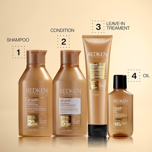 Redken All Soft Shampoo - Moisturizing Formula with Argan Oil for Soft, Hydrated Hair | Color-Safe