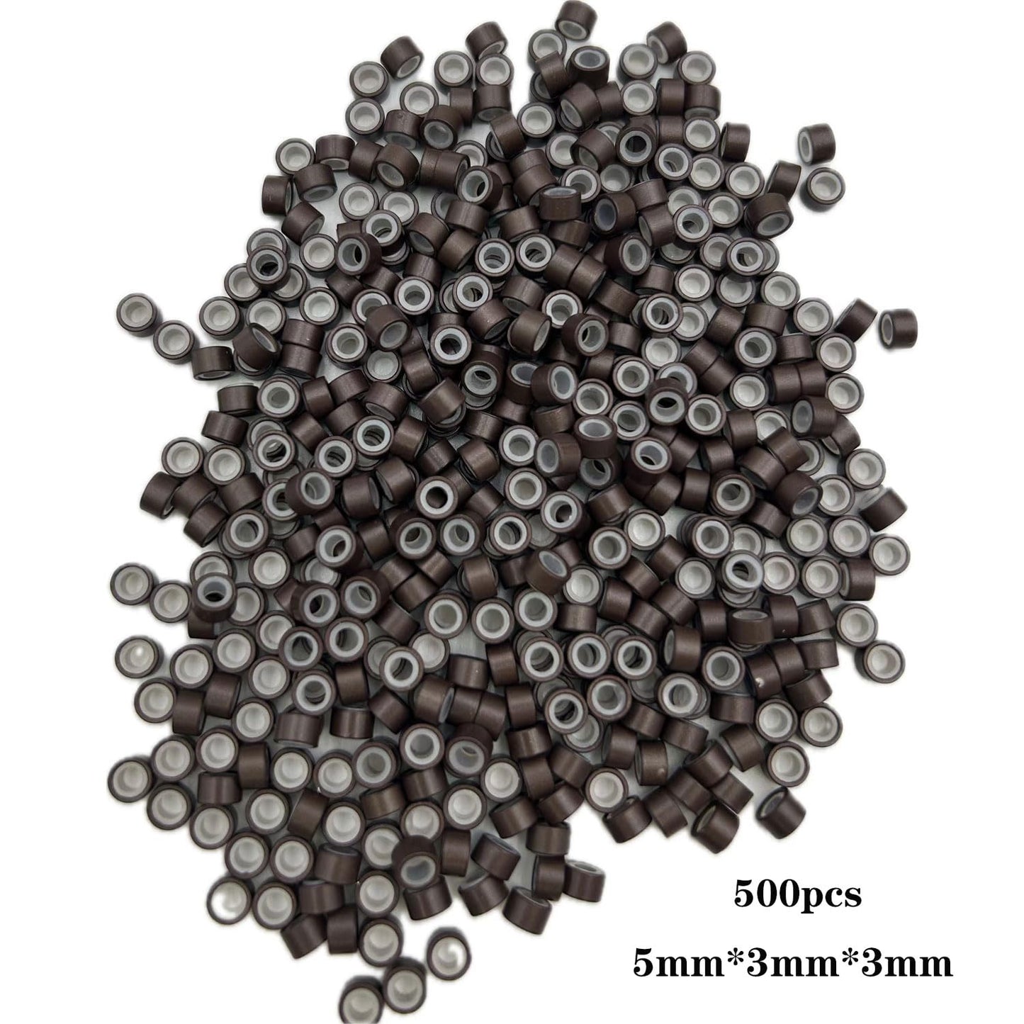 Hair Extension Beads, Microlink Beads, 5mm Silicon Beads for Hair Extensions,Silicone Lined Micro Links Rings Beads Hair Feather Extensions (Dark Brown, 1000pcs)