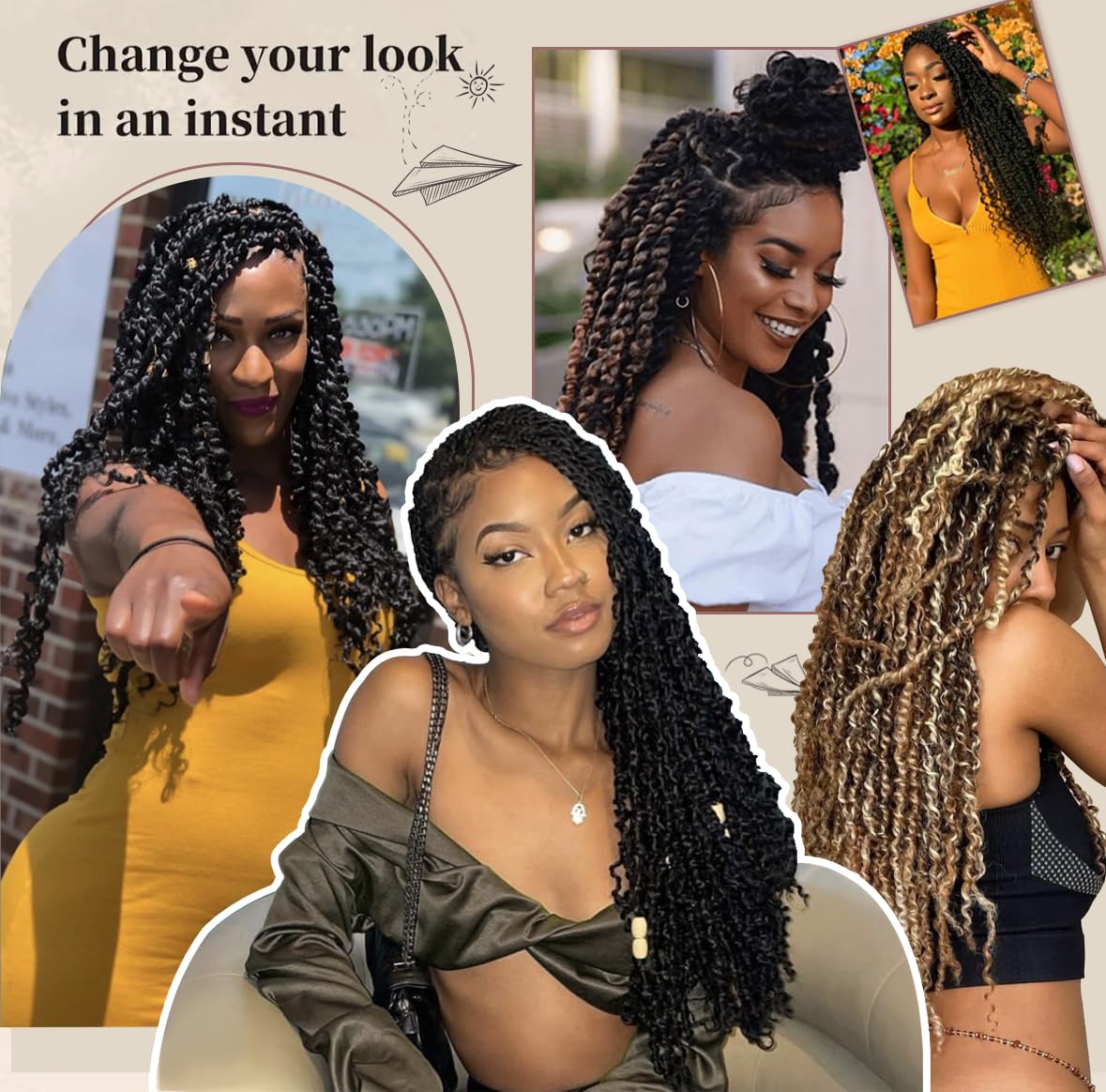 Passion Twist Crochet Hair 18inch 96 Stands Passion Twists Braiding Hair 6 Packs Synthetic Passion Twist Crochet Braids Hair Extensions (2#Dark Brown Hair, 18 Inch (Pack of 6))