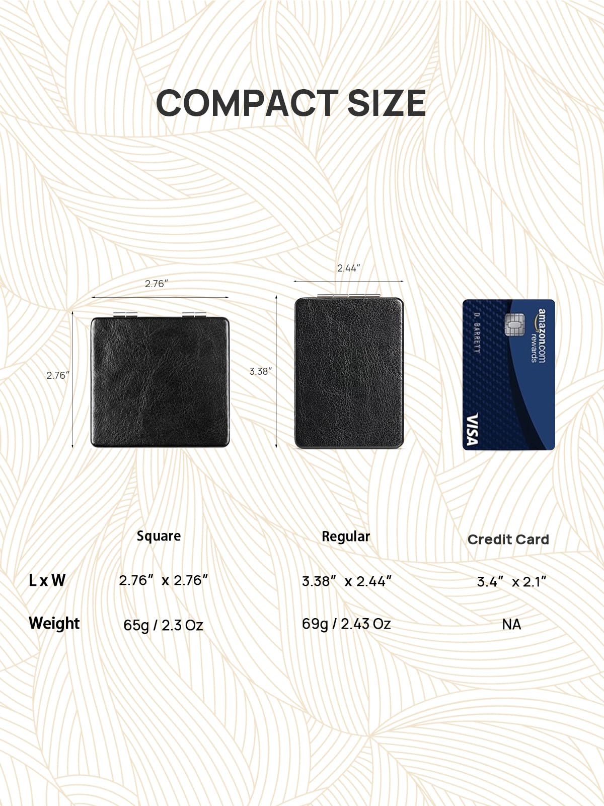 OMIRO Compact Mirror, Unique Plaid Pattern PU Leather 1X/3X Magnification, Ultra Portable for Purses, 2.76" W x 2.76" L, Blue Plaid