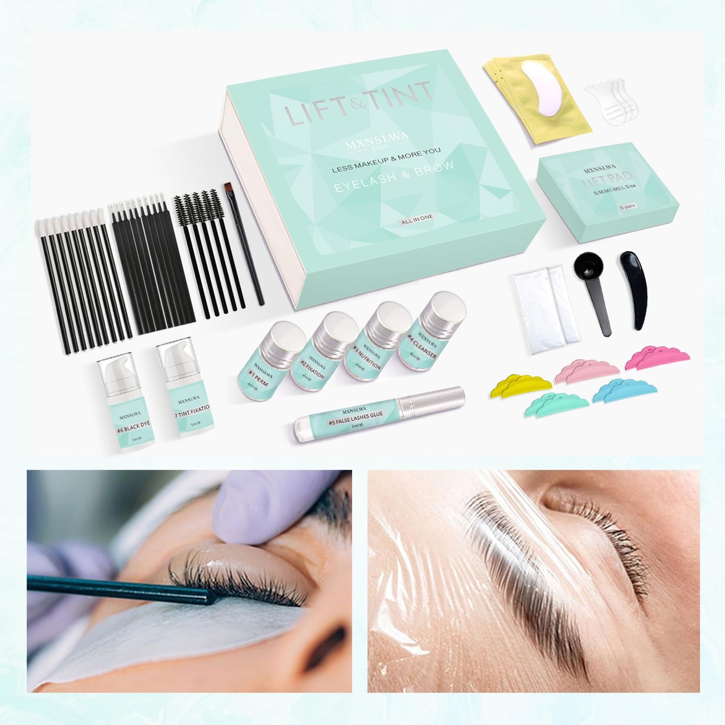 Lash Lift and Black Kit- Professional 4 in 1 Eyelash & Brow Perm Kit, Lash Lift Kit to Curl & Lift, Fuller & Thicker Lashes Suitable for Salon Home Use Long Lasting for 6-8 Weeks, for Christmas Gift