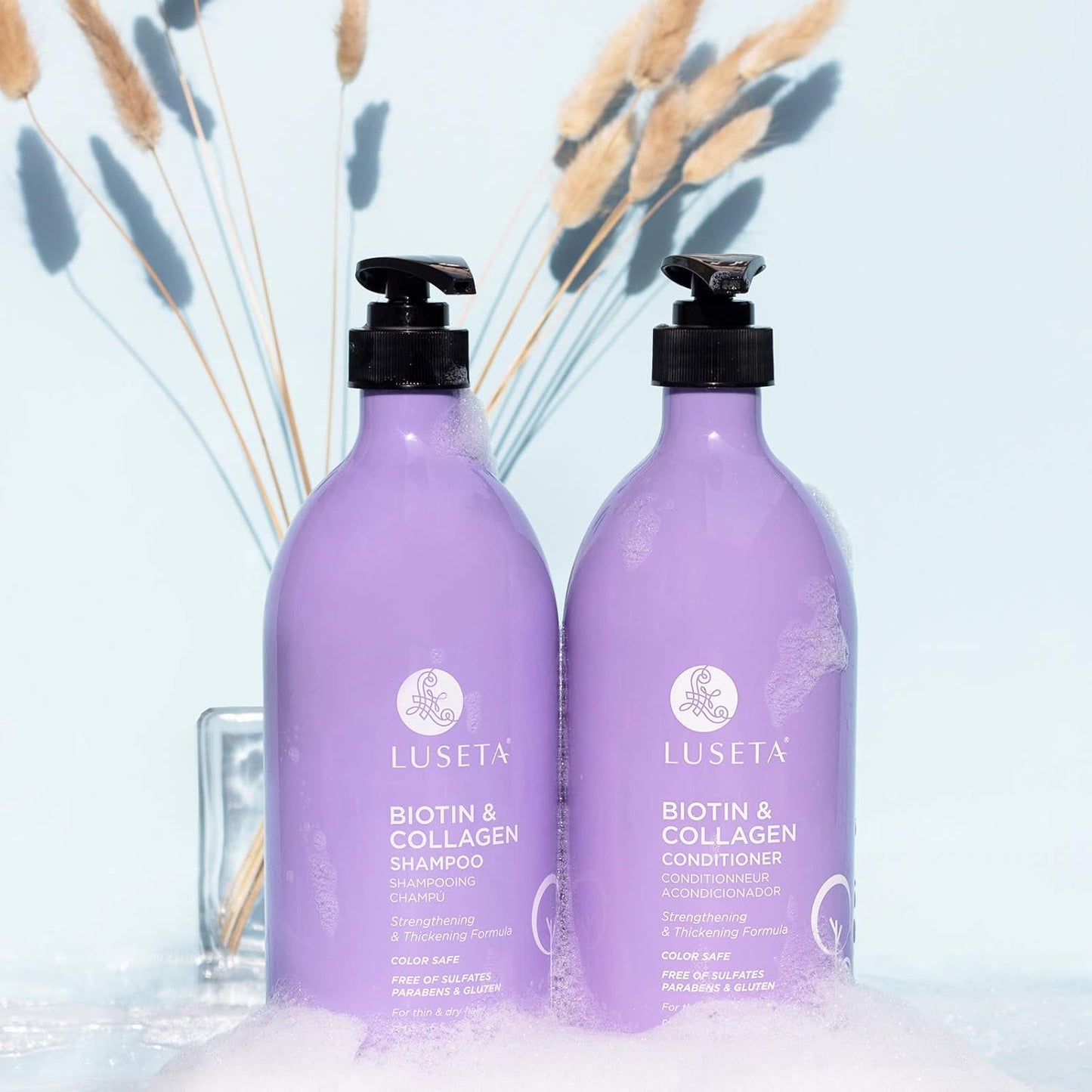Luseta Hyaluronic Acid Moisturizing Shampoo & Conditioner Set for Dry and Damaged Hair, Sulfate Free Shampoo and Conditioner for Women Infused with Argan Oil and Shea Butter Paraben-Free2 x 16.9oz