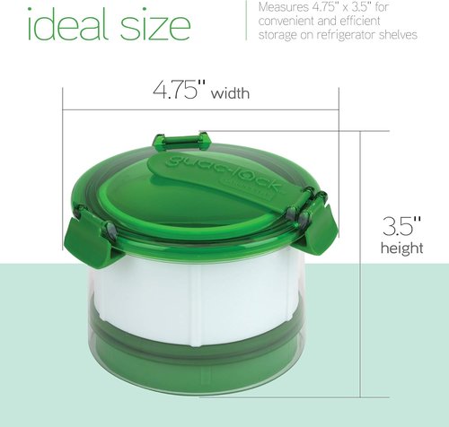 Casabella Guac-Lock Container - Keep Guacamole Fresh Longer | Green and White Design