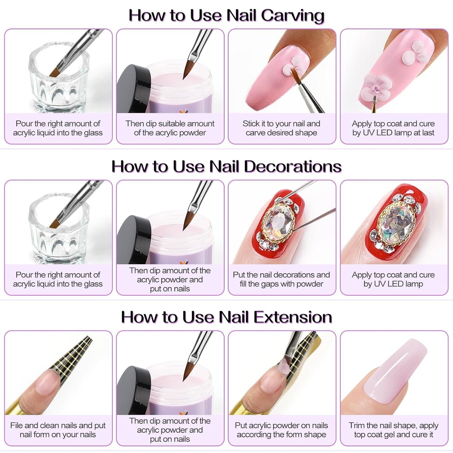 TOROKOM Pink Acrylic Powder - Self-Leveling Dip Powder for Nails | Long-Lasting, 120g/4.23oz