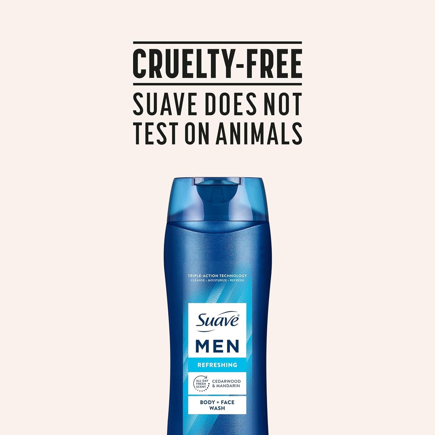 Suave Men Moisturizing Body & Face Wash - Cedarwood & Mandarin Scent, Paraben-Free | 18 Oz, Pack of 6