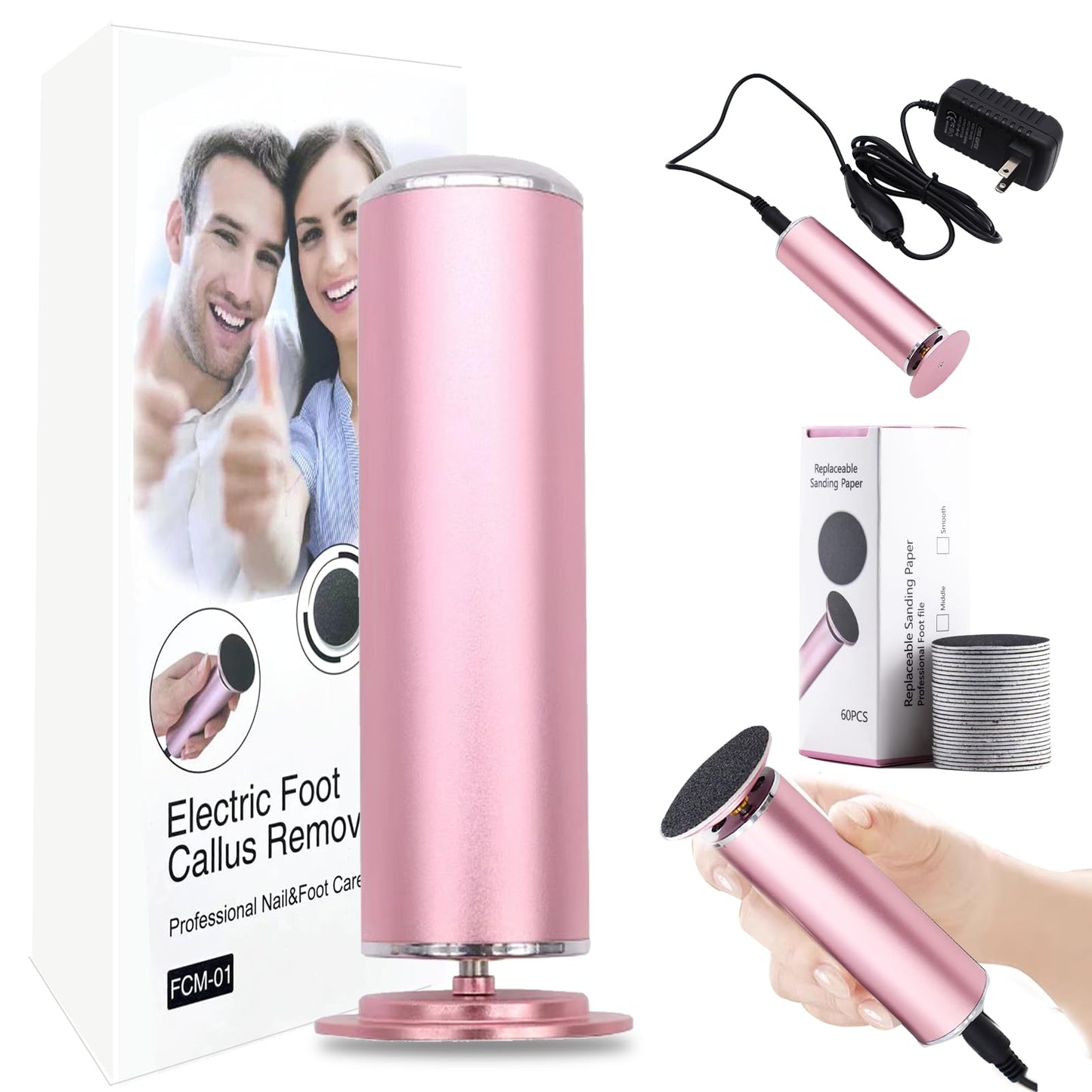 Electric Foot File 2025 Upgrades Electric Foot Callus Remover,Electric Callus Remover for Feet with 60 Pcs Sandpaper Discs, Foot File Electric with Speed Controller,for Dead Dry Crack Skin Calluses