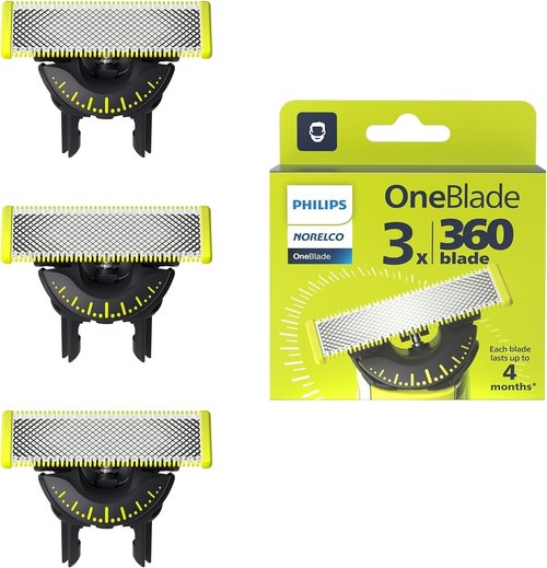 Philips OneBlade 360 Flex Blade - Versatile Grooming Tool | 3-Pack for Ultimate Precision
