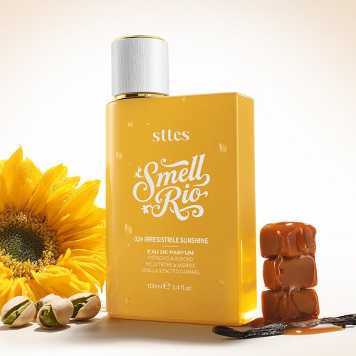 Sttes Perfume 02# (2 Packs) – Irresistible Sunshine – Long-Lasting Vanilla, Salted Caramel & Pistachio Gourmand Eau de Parfum 2×100ml (3.4 fl oz) – Warm Sweet Perfume Gift Set for Women