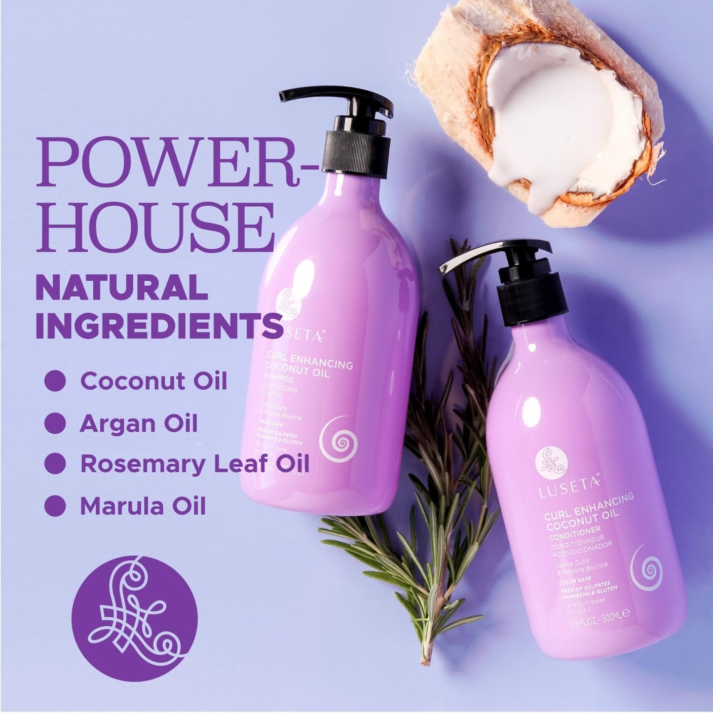 Luseta Hyaluronic Acid Moisturizing Shampoo & Conditioner Set for Dry and Damaged Hair, Sulfate Free Shampoo and Conditioner for Women Infused with Argan Oil and Shea Butter Paraben-Free2 x 16.9oz