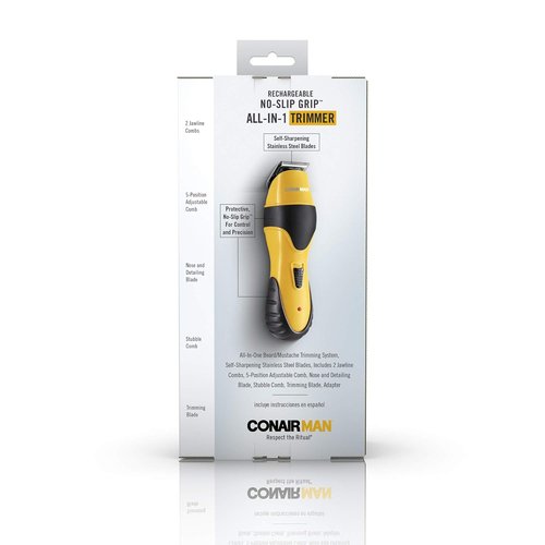 ConairMAN All-in-One Beard Trimmer - Cordless Men's Grooming Kit for Face, Nose & Ear Hair - 6 Pieces