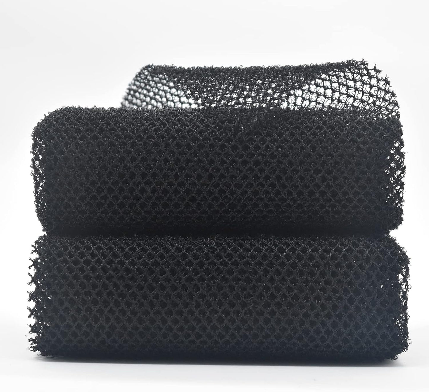 Skiennix 2 Piece Exfoliating African Body Scrubbers - Black Wash Net Sponges for Shower & Bath