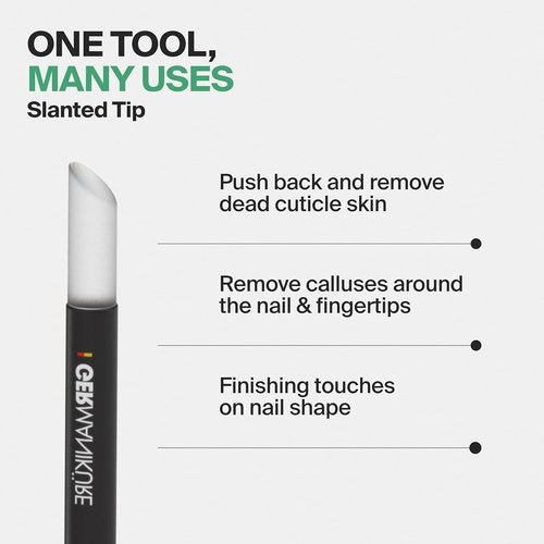 GERMANIKURE Clear Glass Cuticle Stick - Ethically Made Cuticle Pusher & Remover | Leather Sleeve Included