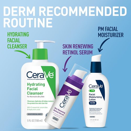 CeraVe PM Facial Moisturizing Lotion - Ultra-Lightweight Night Cream with Hyaluronic Acid & Niacinamide | 3 Ounce