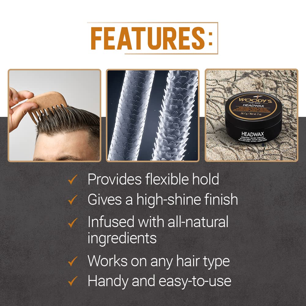 Woody's Hair Clay for Men – Matte Finish, Styling Pomade for Men Stronghold, Firm and Flexible Control, 3.4 oz. 2-Pack